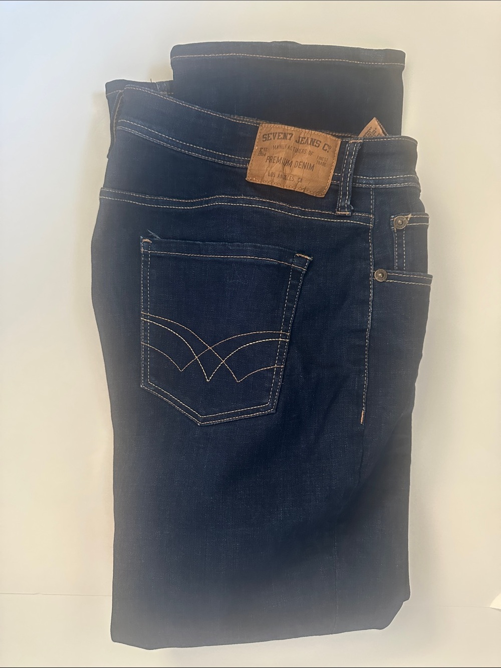 Seven7 Men's Slim Straight Jeans in Dark Indigo with Contrast Stitching